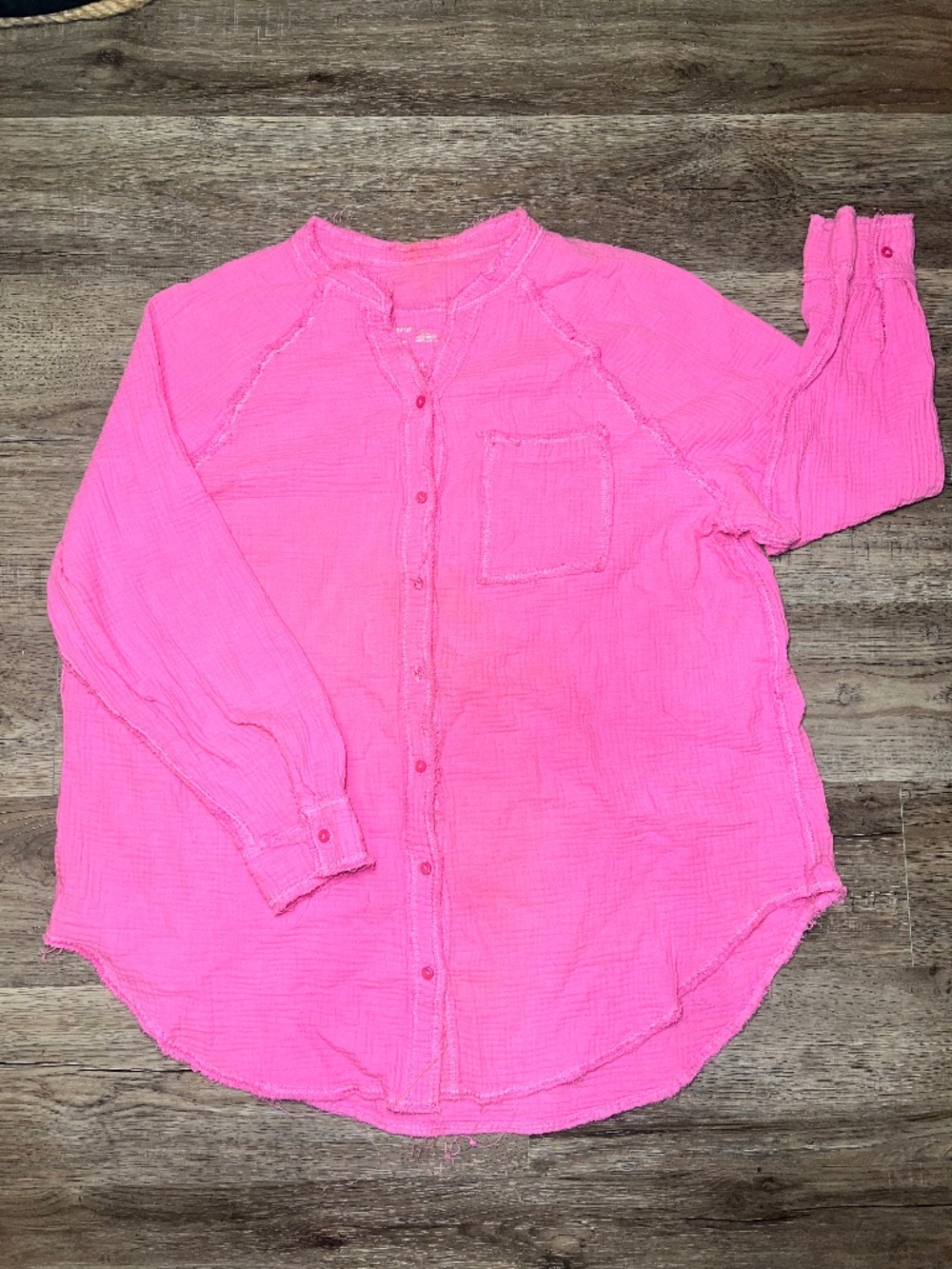 Aerie Gauzy Coverup Cotton Shirt – Lip Gloss Pink